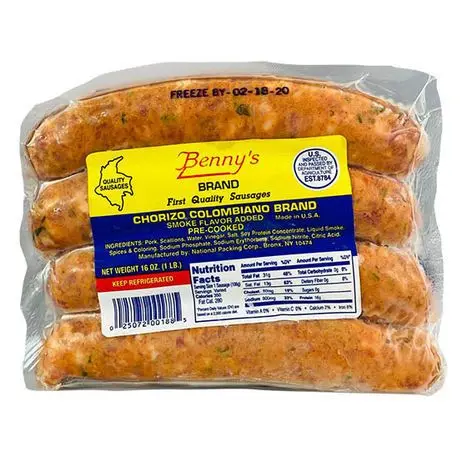 Chorizo Colombiano ( Benny's) 20 pack X 4 und /1 LB