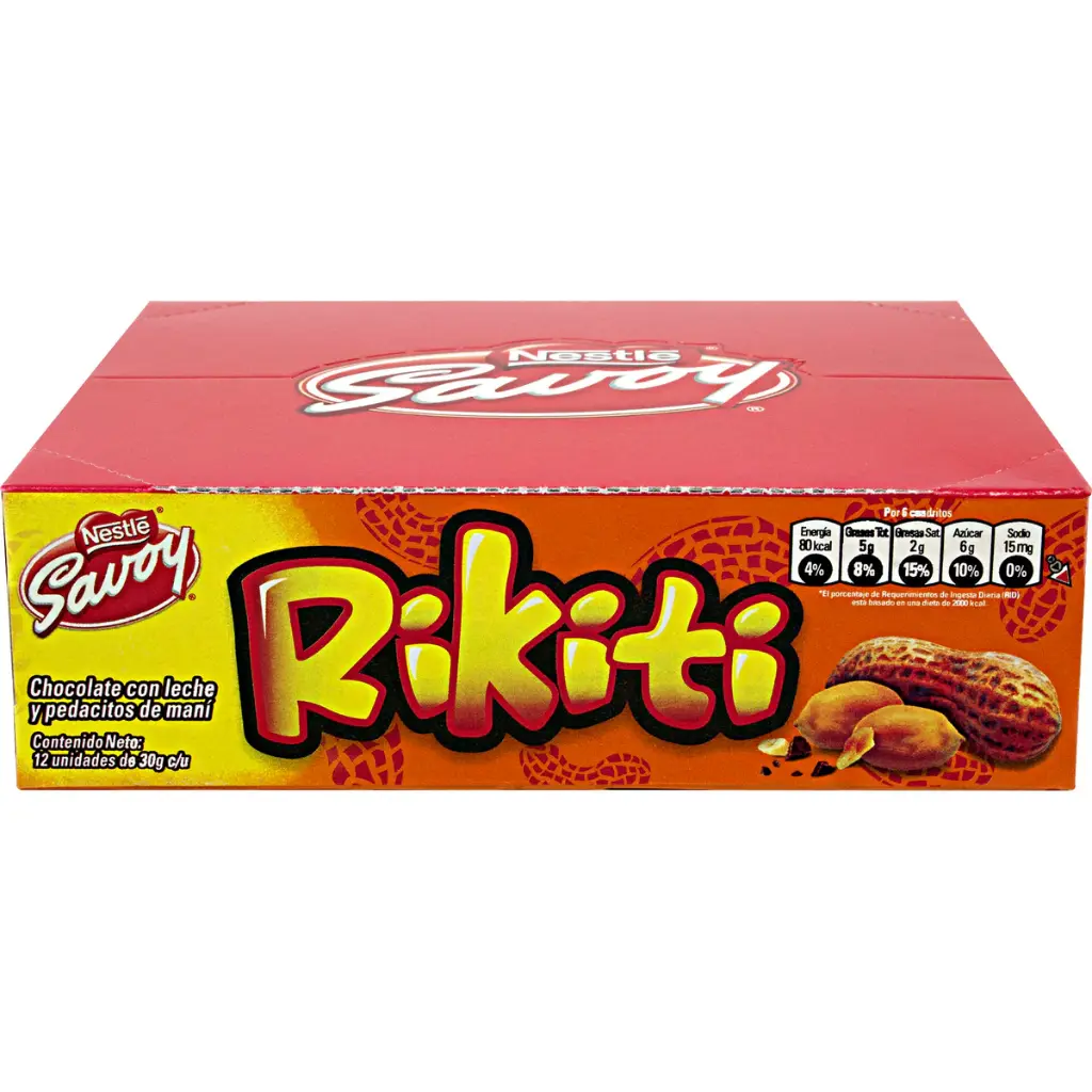 Rikiti Chocolate Peanut 24(12X30 gr/ 1.05 oz) 